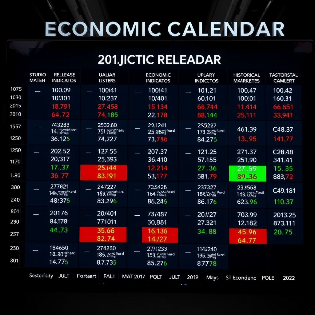 Calendrier économique professionnel affichant les dates de publication des principaux indicateurs économiques avec niveaux d'importance, prévisions et impact historique sur les marchés