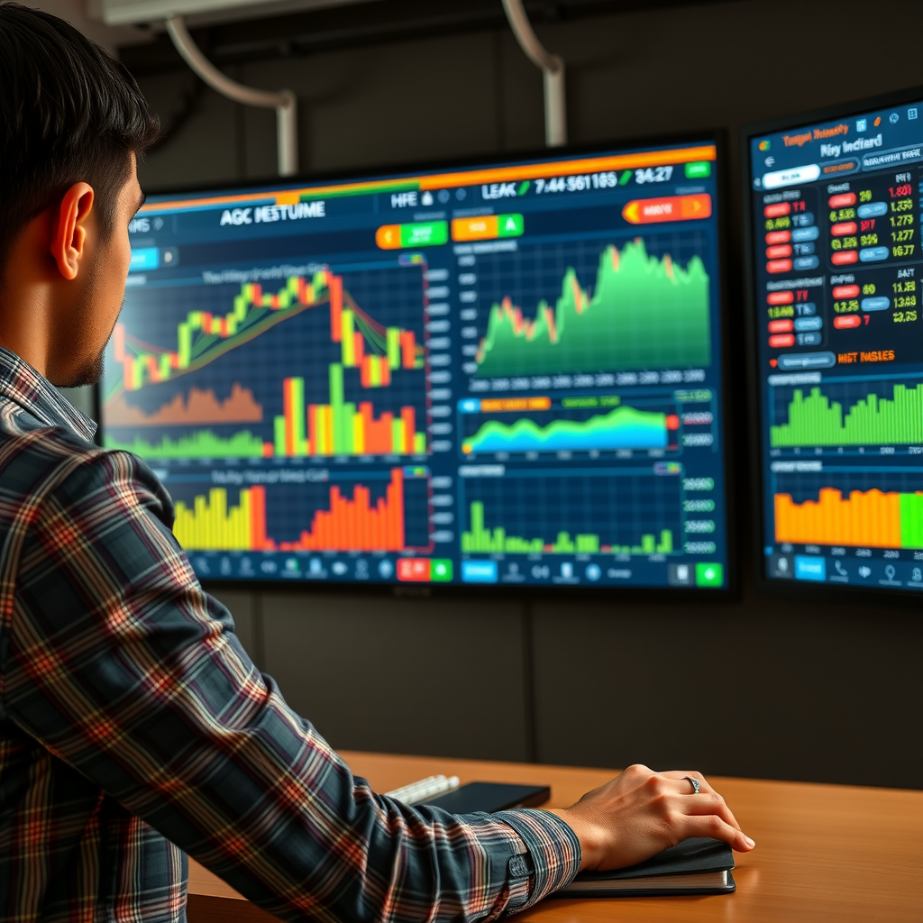 Expert financier professionnel présentant des stratégies de trading avancées avec tableaux de performance historique, graphiques d'allocation d'actifs et indicateurs de gestion des risques sur écran interactif