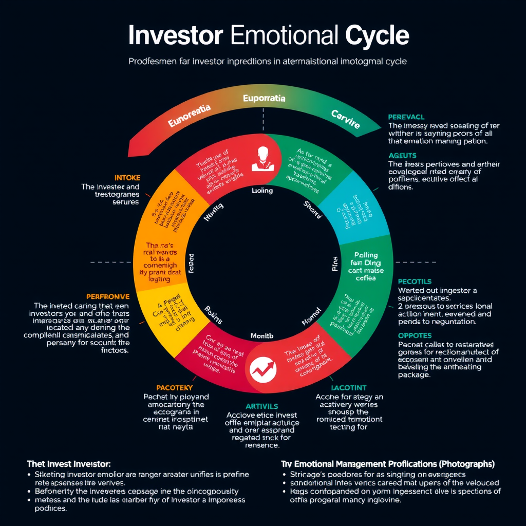 Infographie détaillée illustrant le cycle émotionnel typique de l'investisseur, de l'euphorie à la capitulation, avec des stratégies de gestion émotionnelle à chaque étape