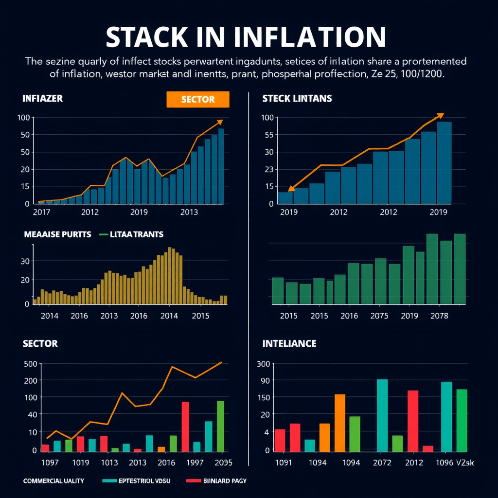 Infographie montrant l'impact différencié de l'inflation sur divers secteurs boursiers avec graphiques comparatifs, flèches de tendance et indicateurs de performance sectorielle